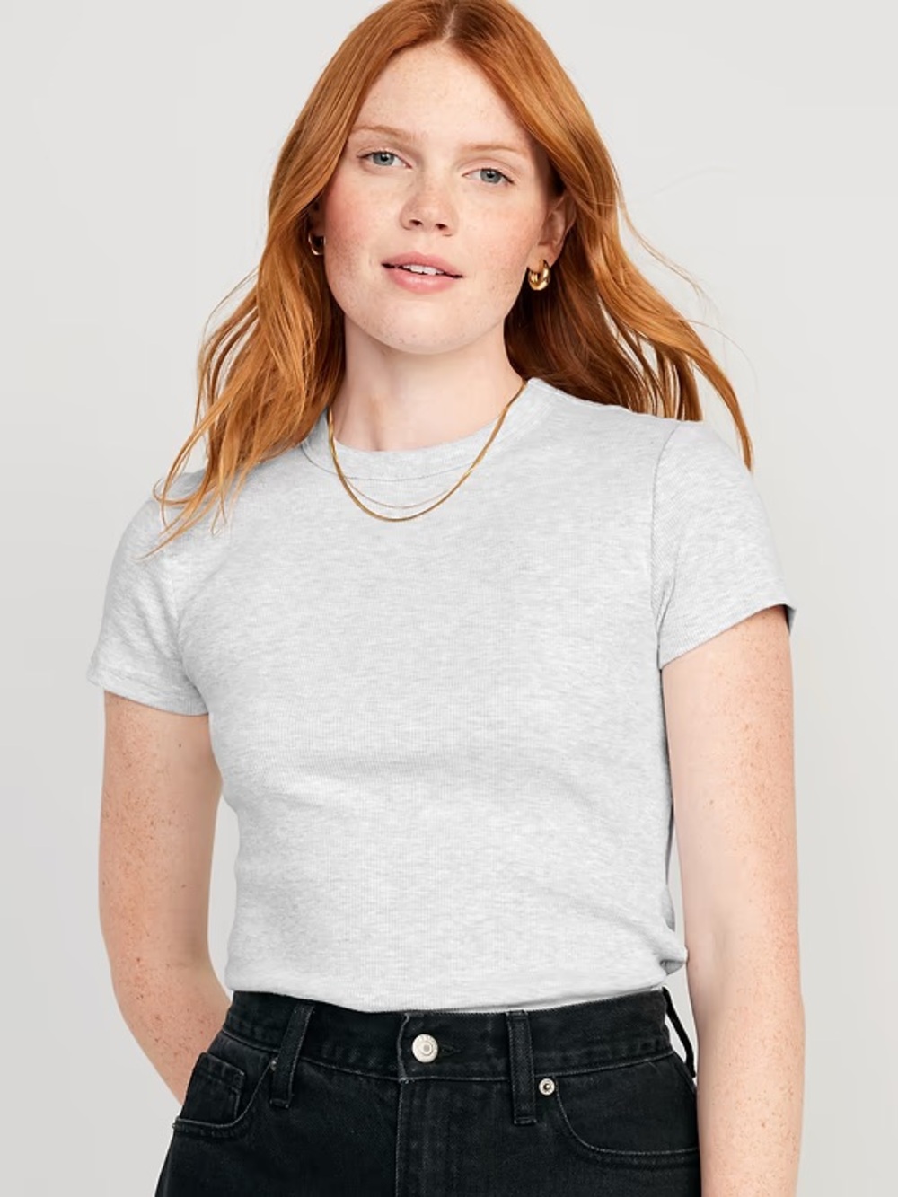 Old Navy Heather Light Gray Crewneck Short Sleeve Tee